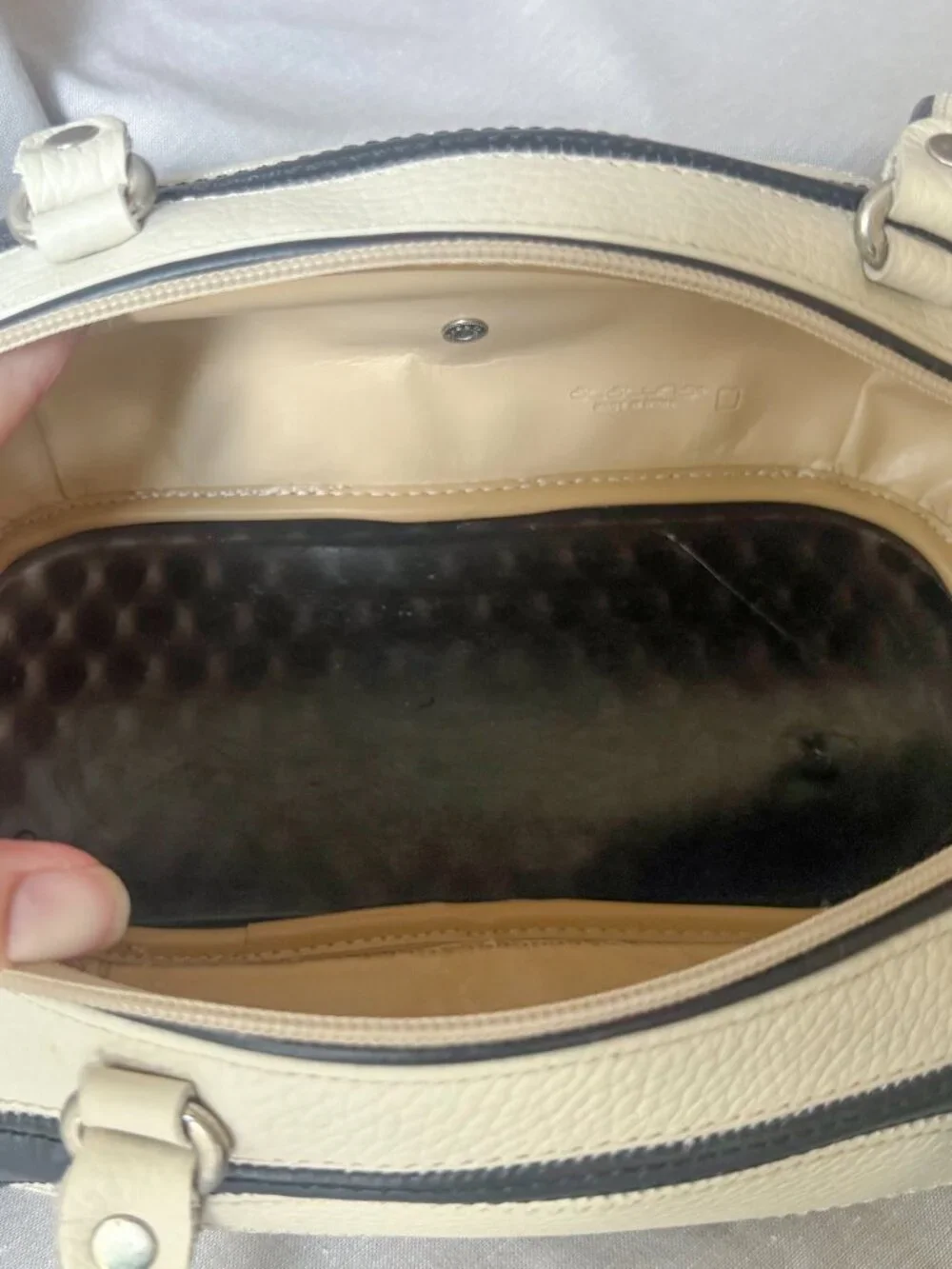 Alaluna Vintage Y2K Football Bag Black White Leather Made in Spain Rare